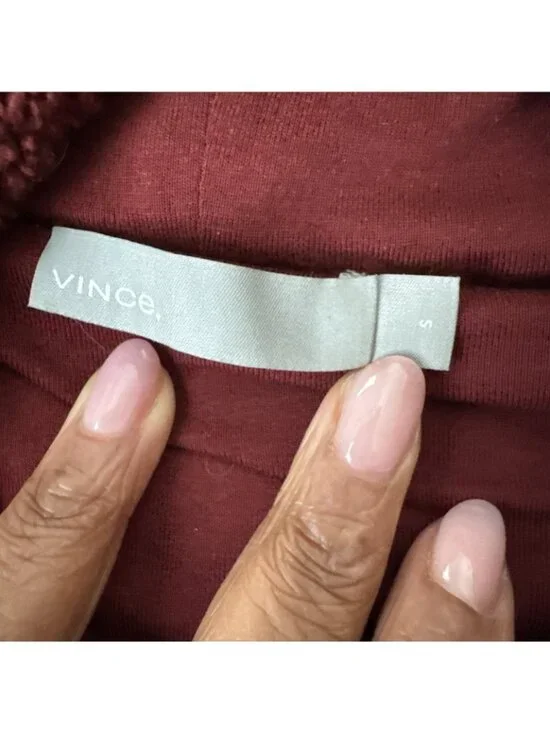 VINCE Cozy Pile Fleece Pullover Hoodie Anise Red Womens Small - Picture 3 of 9